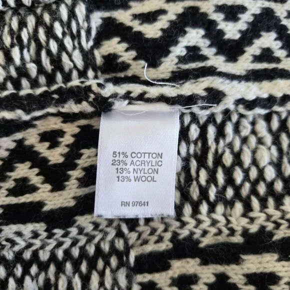 J. Jill Womens Black & White Patchwork Open Front Long Cardigan Sweater Large - Picture 14 of 15